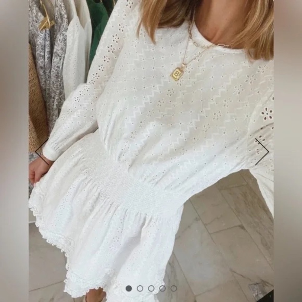 Splendid White Eyelet Short Mini Tiered Dress X Cella Jane Small New Condition!